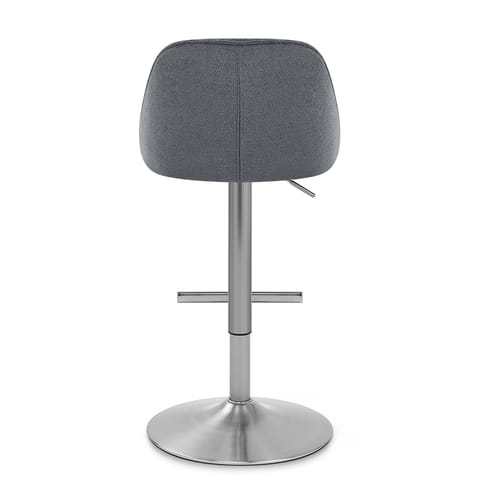 Freya Brushed Steel Stool Grey Fabric