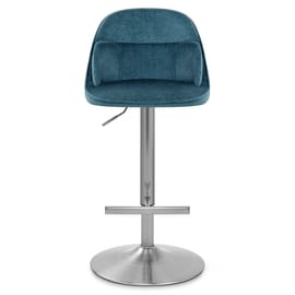 Freya Brushed Steel Stool Blue Fabric