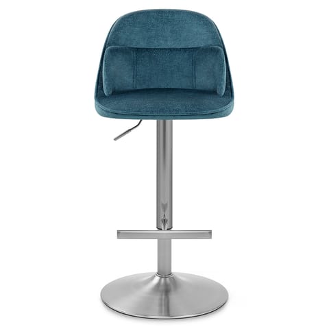 Freya Brushed Steel Stool Blue Fabric