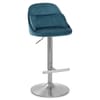 Freya Brushed Steel Stool Blue Fabric