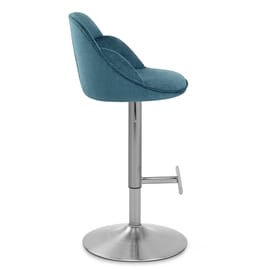 Freya Brushed Steel Stool Blue Fabric