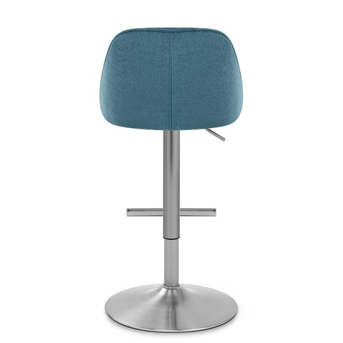 Freya Brushed Steel Stool Blue Fabric