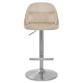 Freya Brushed Steel Stool Beige Fabric