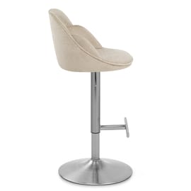 Freya Brushed Steel Stool Beige Fabric