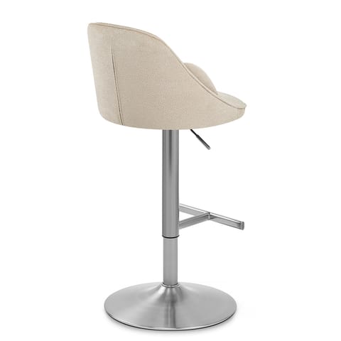Freya Brushed Steel Stool Beige Fabric