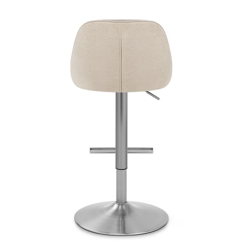 Freya Brushed Steel Stool Beige Fabric
