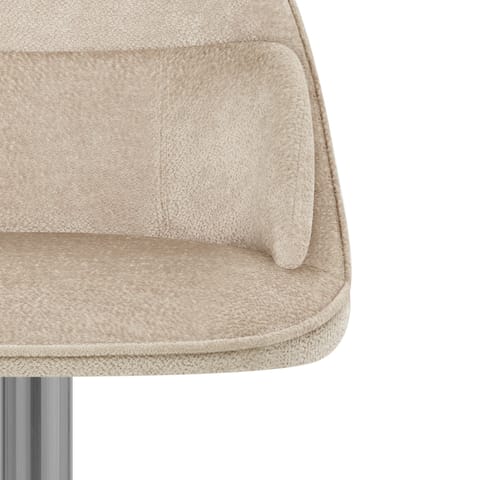 Freya Brushed Steel Stool Beige Fabric