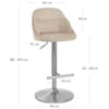 Freya Brushed Steel Stool Beige Fabric