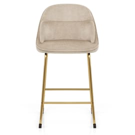 Valentina Gold Stool Beige Fabric