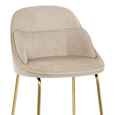 Valentina Gold Stool Beige Fabric