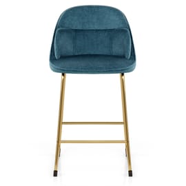 Valentina Gold Stool Blue Fabric