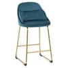 Valentina Gold Stool Blue Fabric