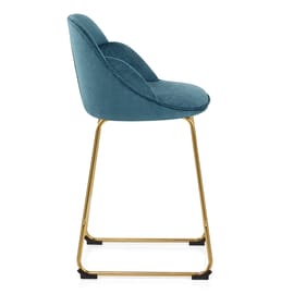 Valentina Gold Stool Blue Fabric