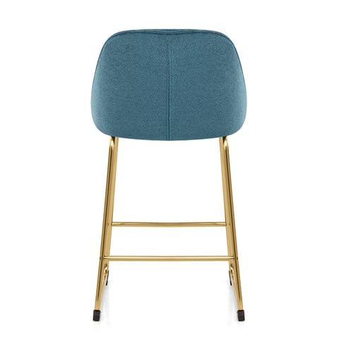 Valentina Gold Stool Blue Fabric