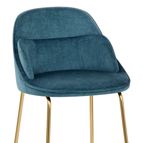 Valentina Gold Stool Blue Fabric