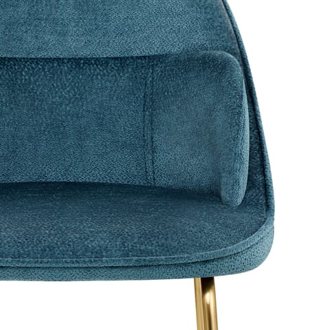 Valentina Gold Stool Blue Fabric