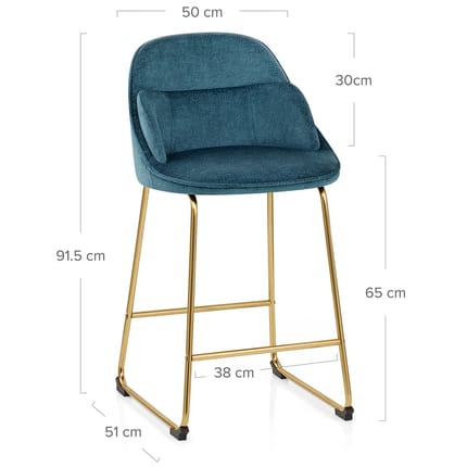 Valentina Gold Stool Blue Fabric Dimensions