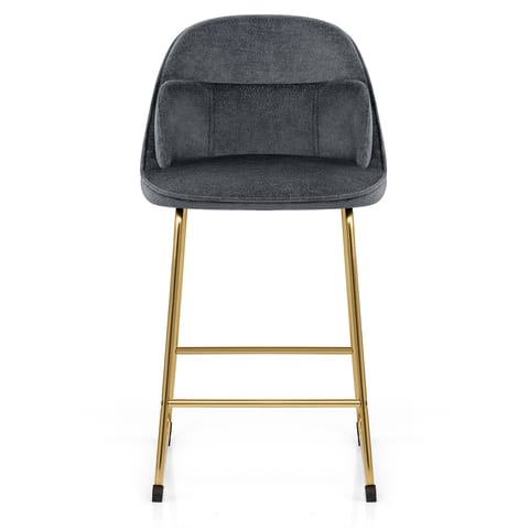 Valentina Gold Stool Grey Fabric