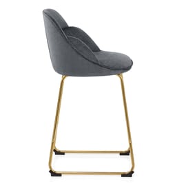 Valentina Gold Stool Grey Fabric