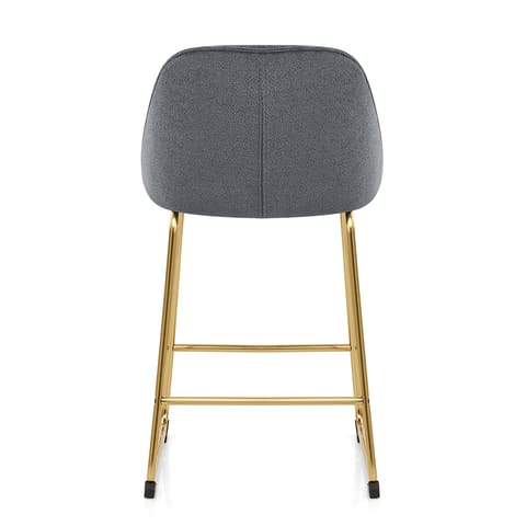 Valentina Gold Stool Grey Fabric