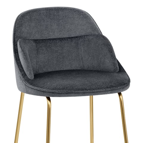 Valentina Gold Stool Grey Fabric