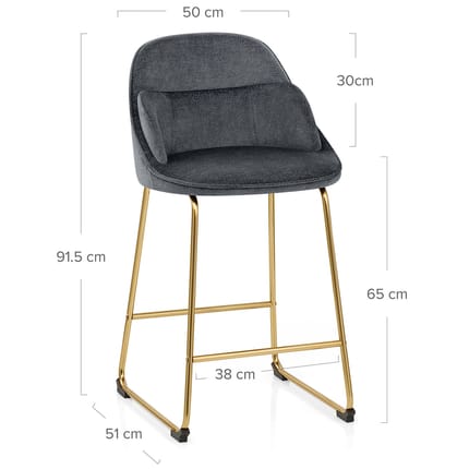 Valentina Gold Stool Grey Fabric Dimensions