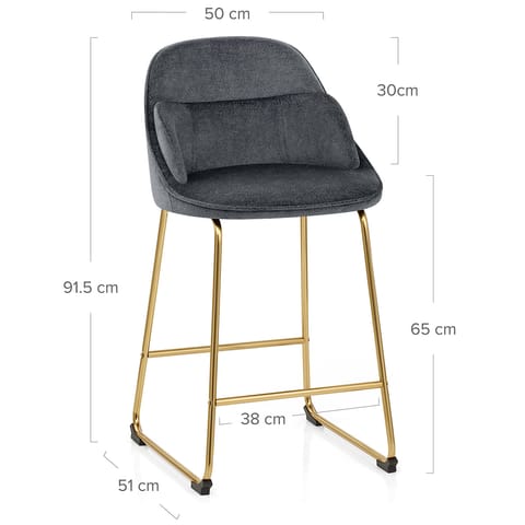 Valentina Gold Stool Grey Fabric