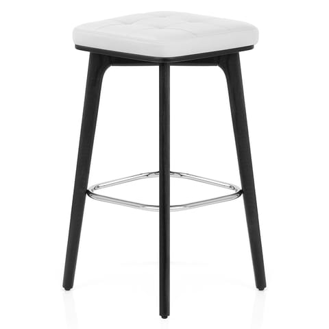 Malmo Black & Chrome Stool White