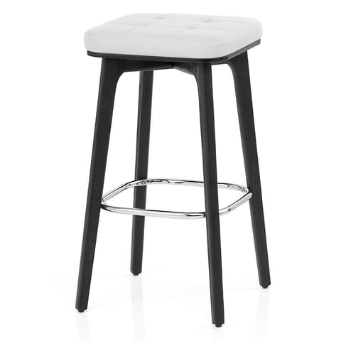 Malmo Black & Chrome Stool White