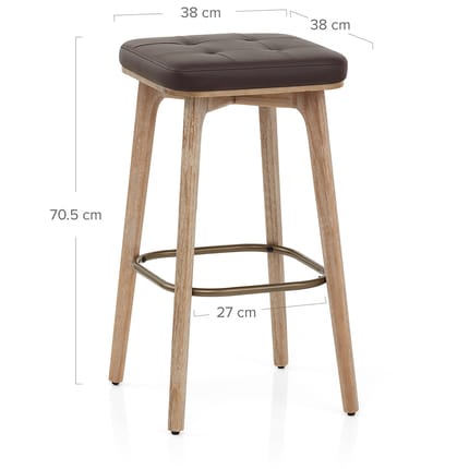 Malmo Oak & Copper Stool Brown Dimensions