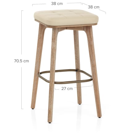 Malmo Oak & Copper Stool Cream Dimensions