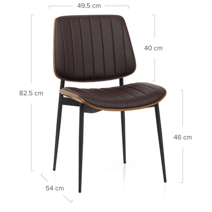 Lara Dining Chair Brown & Walnut Dimensions