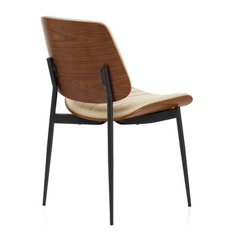 Lara Dining Chair Cream & Walnut