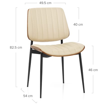 Lara Dining Chair Cream & Walnut Dimensions