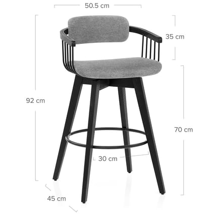 Electra Bar Stool Grey Fabric Dimensions