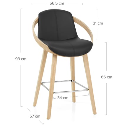 Atom Stool Oak & Black Dimensions