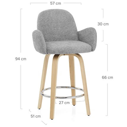 Romeo Bar Stool Light Grey Boucle Dimensions