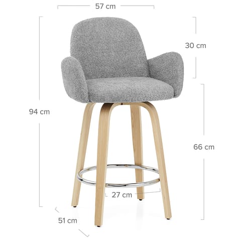 Romeo Bar Stool Light Grey Boucle