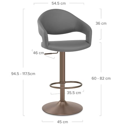 Washington Bar Stool Dark Grey Dimensions