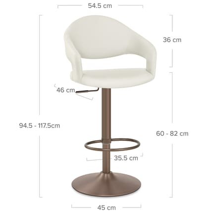 Washington Bar Stool Ivory Dimensions