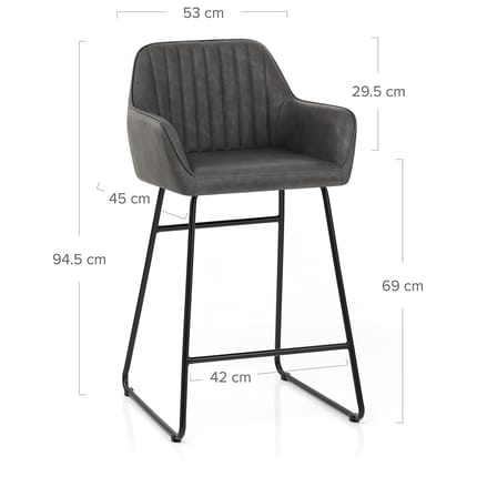 Gabrielle Bar Stool Antique Charcoal Dimensions