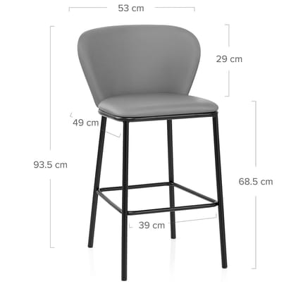 Odette Bar Stool Grey Dimensions