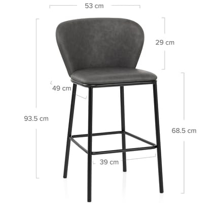 Odette Bar Stool Antique Charcoal Dimensions