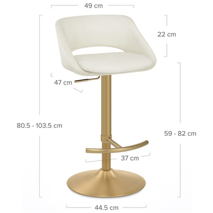 Tulsa Brushed Gold Stool Ivory Dimensions