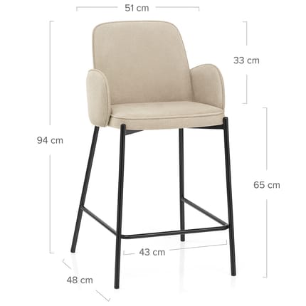 Jarvis Bar Stool Beige Fabric Dimensions