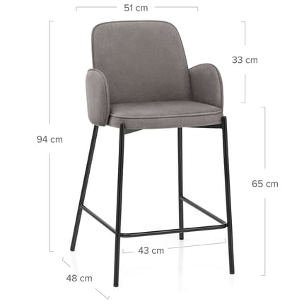 Jarvis Bar Stool Grey Fabric Dimensions