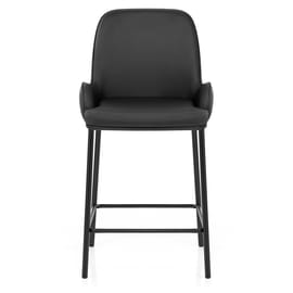 Cameo Bar Stool Black Leather