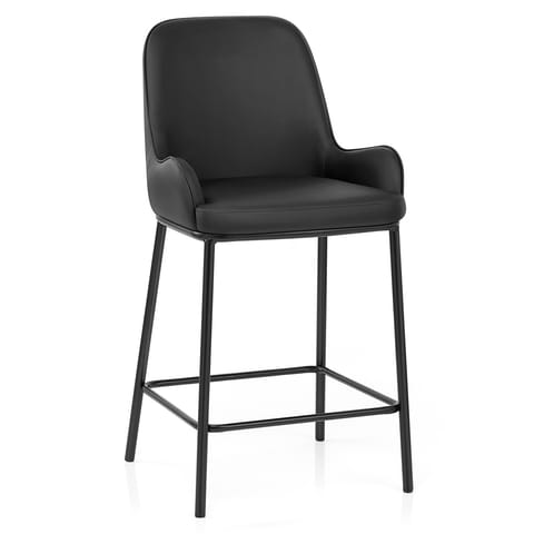Cameo Bar Stool Black Leather