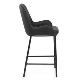Cameo Bar Stool Black Leather