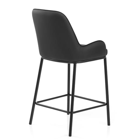 Cameo Bar Stool Black Leather